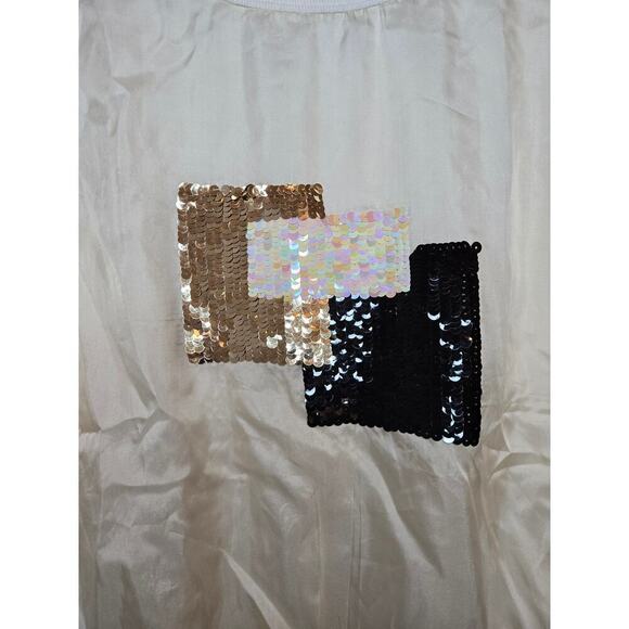 Timmy Woods Beverly Hills Collection 100% silk sequins sleeveless blouse Large. - Picture 3 of 8